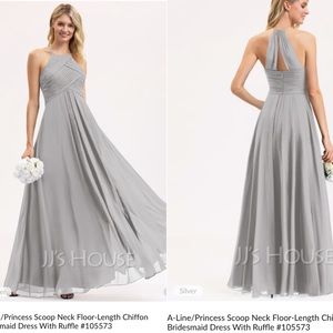 High neck Floor-Length Chiffon Bridesmaid Dress